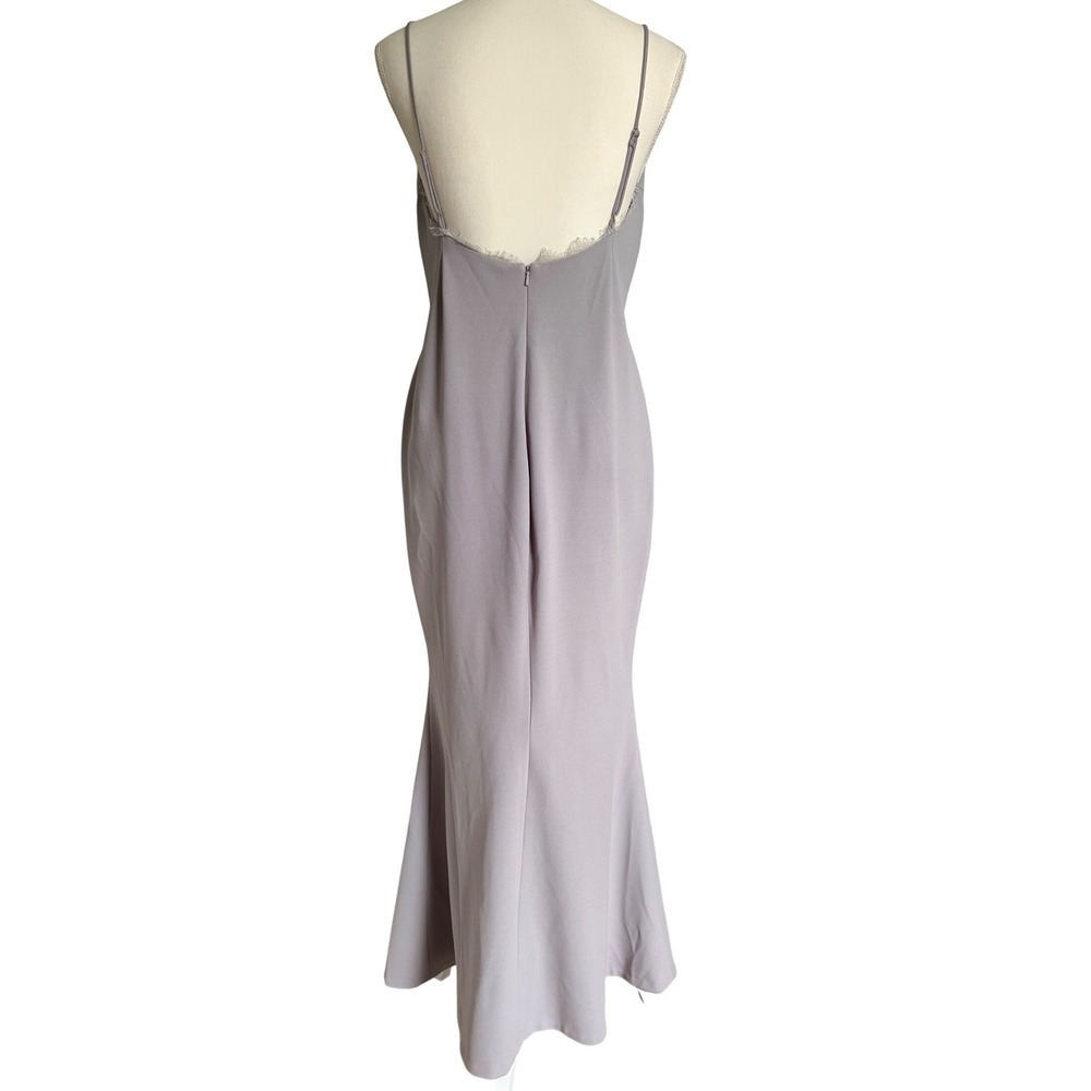 Katie May Saylor Gray Lace Trim Maxi Gown Slit Formal Wedding Dress Size 12 - Picture 4 of 7